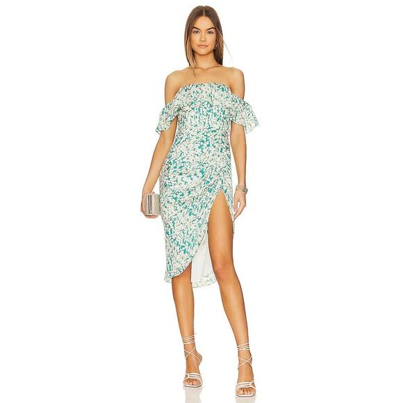 Amanda Uprichard Rosalinda Midi Dress Sz XS in Willow Wedding Guest Cocktail - Picture 1 of 12